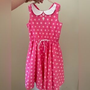 Pink Polka Dot Dress with White Collar